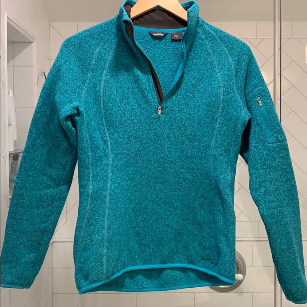 Eddie Bauer Teal Fleece Half Zip Pullover